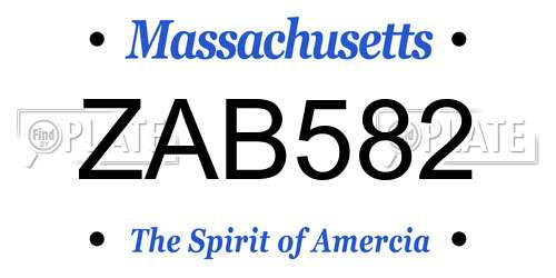 ZAB582 Massachusetts License Plate