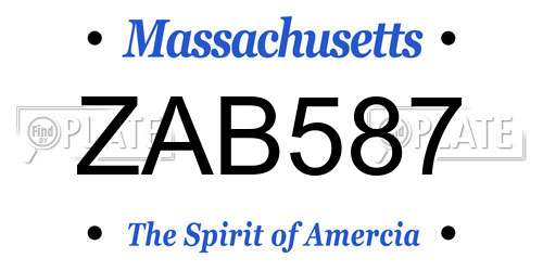 ZAB587 Massachusetts License Plate