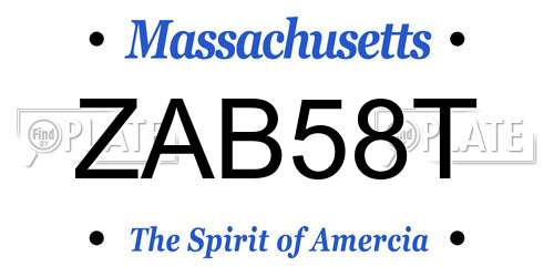 ZAB58T Massachusetts License Plate