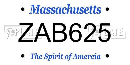 ZAB625 Massachusetts License Plate