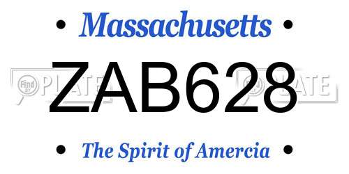 ZAB628 Massachusetts License Plate