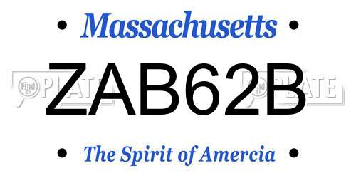 ZAB62B Massachusetts License Plate