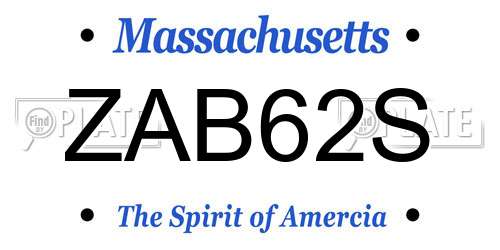 ZAB62S Massachusetts License Plate