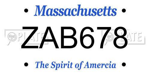 ZAB678 Massachusetts License Plate