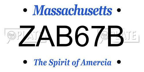 ZAB67B Massachusetts License Plate
