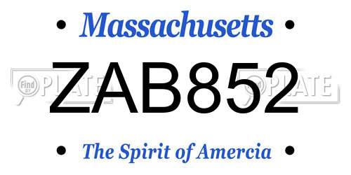 ZAB852 Massachusetts License Plate