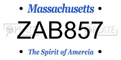 ZAB857 Massachusetts License Plate