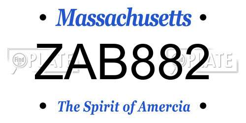 ZAB882 Massachusetts License Plate