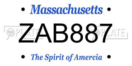 ZAB887 Massachusetts License Plate