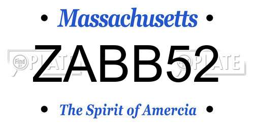 ZABB52 Massachusetts License Plate