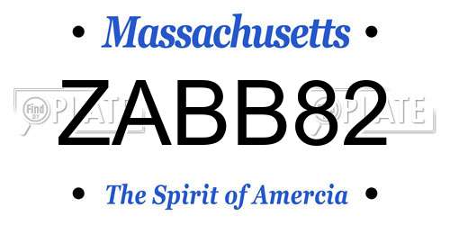 ZABB82 Massachusetts License Plate