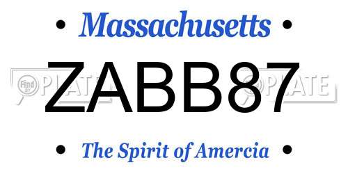 ZABB87 Massachusetts License Plate