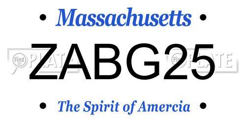 ZABG25 Massachusetts License Plate