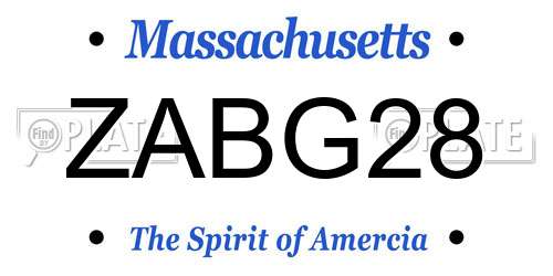 ZABG28 Massachusetts License Plate