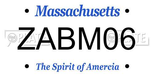 ZABM06 Massachusetts License Plate