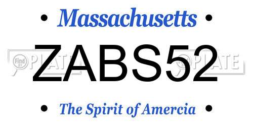 ZABS52 Massachusetts License Plate