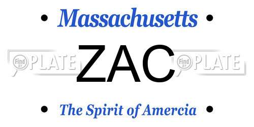 ZAC Massachusetts License Plate