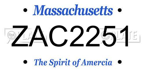 ZAC2251 Massachusetts License Plate