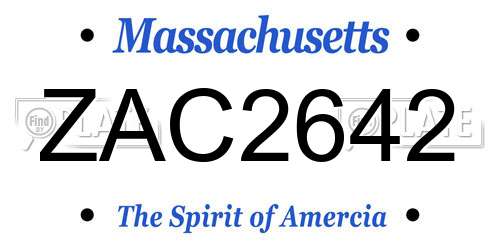 ZAC2642 Massachusetts License Plate