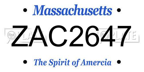 ZAC2647 Massachusetts License Plate