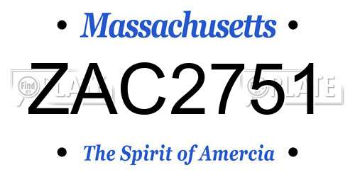 ZAC2751 Massachusetts License Plate
