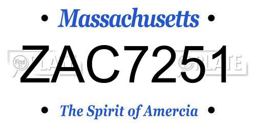 ZAC7251 Massachusetts License Plate