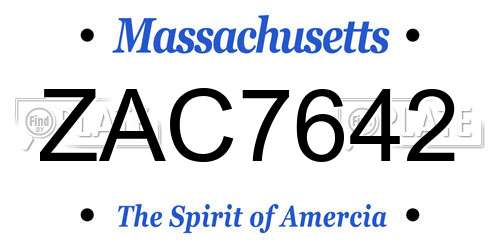 ZAC7642 Massachusetts License Plate
