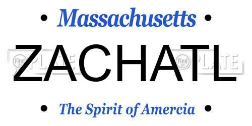 ZACHATL Massachusetts License Plate
