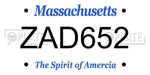 ZAD652 Massachusetts License Plate