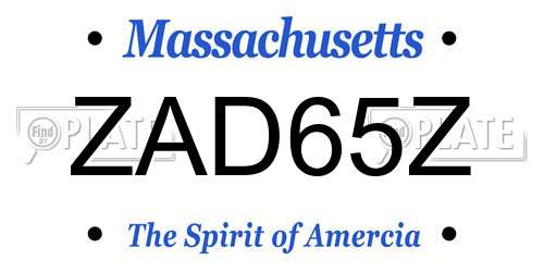 ZAD65Z Massachusetts License Plate