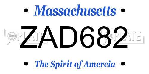 ZAD682 Massachusetts License Plate