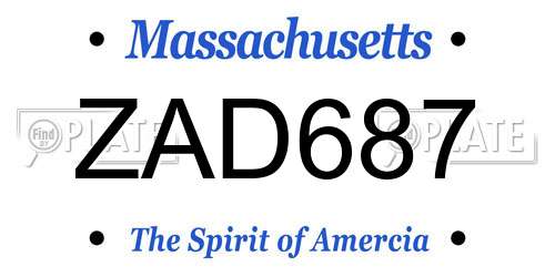 ZAD687 Massachusetts License Plate