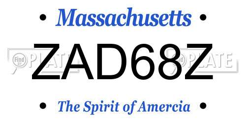 ZAD68Z Massachusetts License Plate