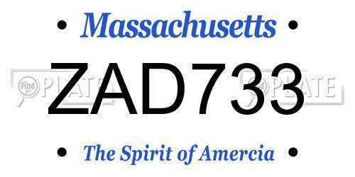 ZAD733 Massachusetts License Plate