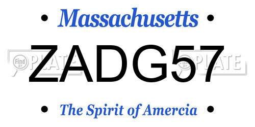 ZADG57 Massachusetts License Plate