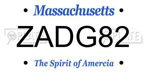 ZADG82 Massachusetts License Plate