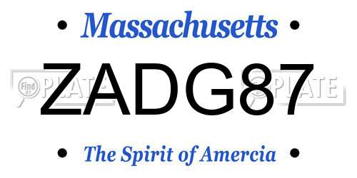 ZADG87 Massachusetts License Plate