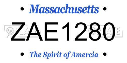ZAE1280 Massachusetts License Plate