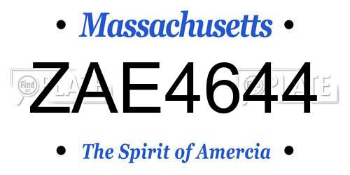 ZAE4644 Massachusetts License Plate