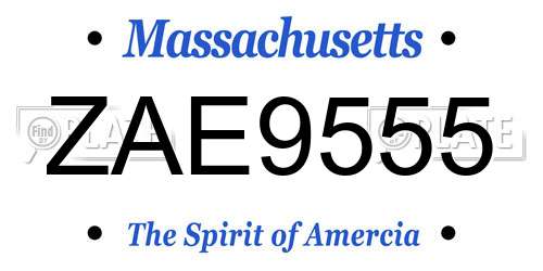 ZAE9555 Massachusetts License Plate