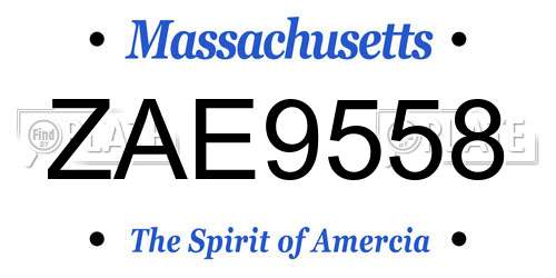 ZAE9558 Massachusetts License Plate