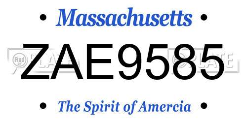 ZAE9585 Massachusetts License Plate