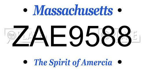 ZAE9588 Massachusetts License Plate