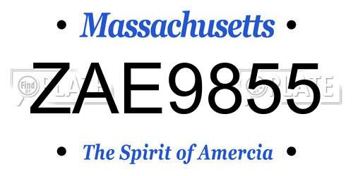 ZAE9855 Massachusetts License Plate