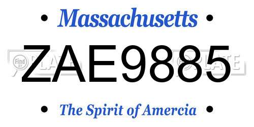 ZAE9885 Massachusetts License Plate