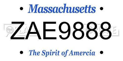 ZAE9888 Massachusetts License Plate