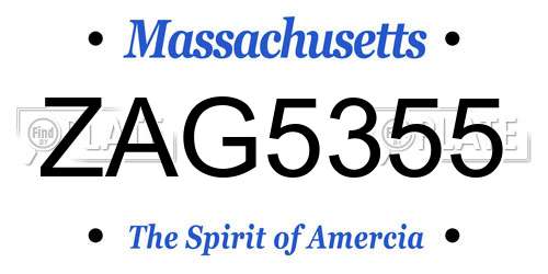 ZAG5355 Massachusetts License Plate