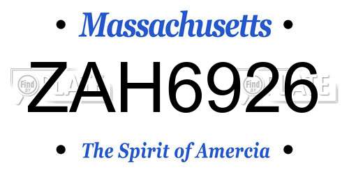 ZAH6926 Massachusetts License Plate