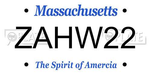 ZAHW22 Massachusetts License Plate