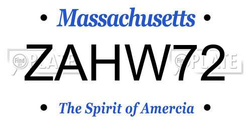 ZAHW72 Massachusetts License Plate
